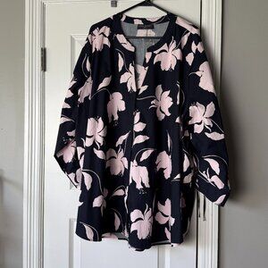 3/4 Sleeve Navy & Pink Floral Blouse from Lane Bryant